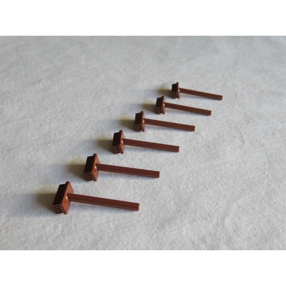 6x Lot Lego Reddish Brown Minifigure Push Broom Handled Brush Parts City